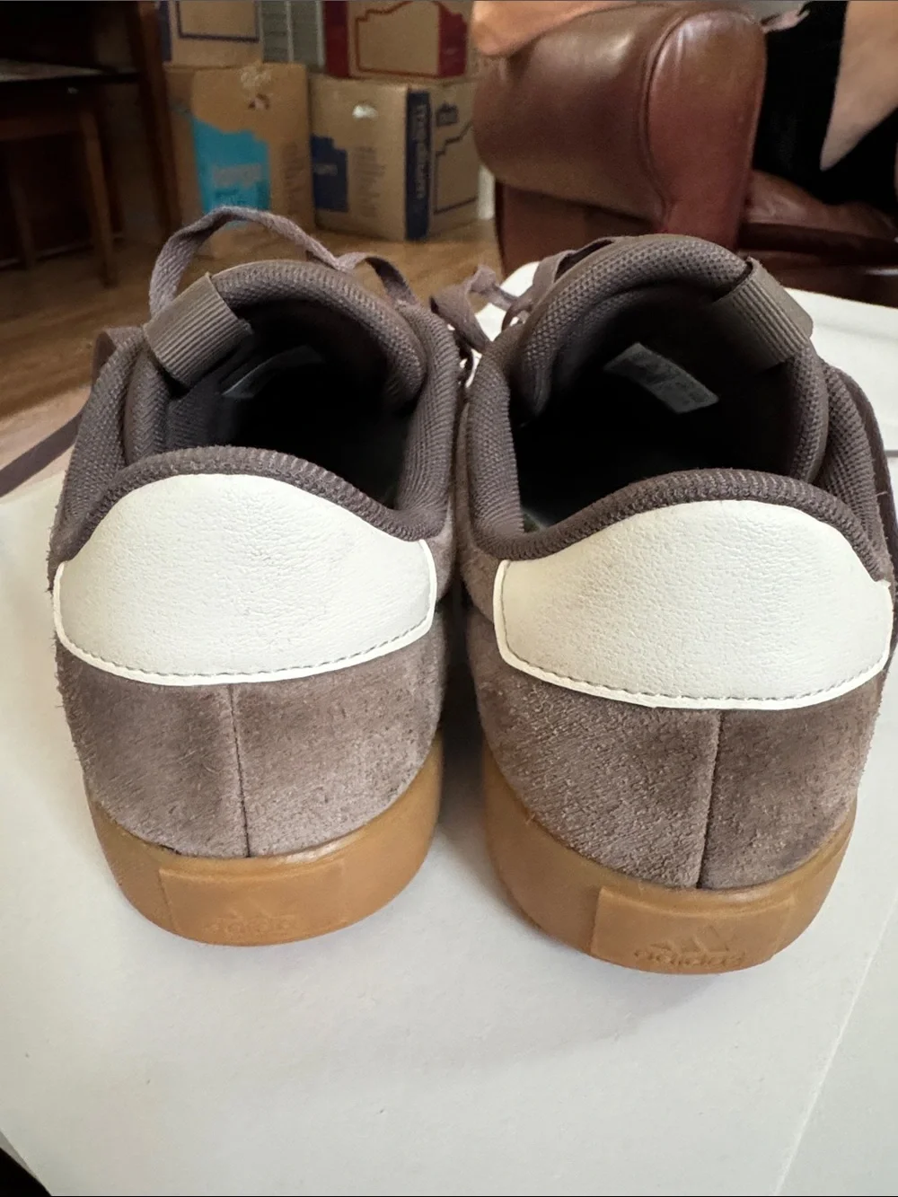 adidas Brown Suede Sneakers with White Stripes